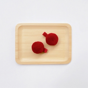 Girl Hair Clip Fur Ball CNY Pair (GHP6389)